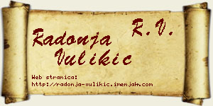 Radonja Vulikić vizit kartica